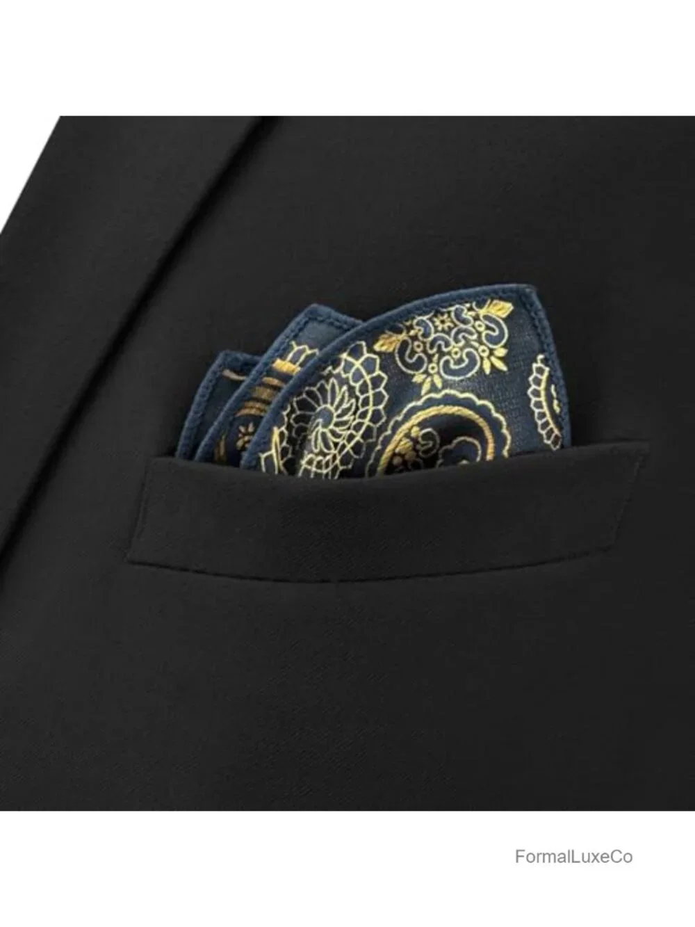 Paisley Silk Blend Pocket Square for Men - Jacquard Woven, Wrinkle Resistant